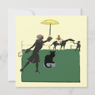 Carte Chat Noir À La Course Du Cheval