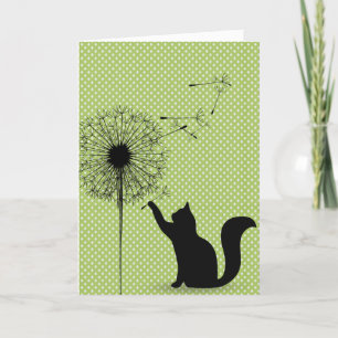Carte Chat Noir Anniversaire Avec Dandelion À Points