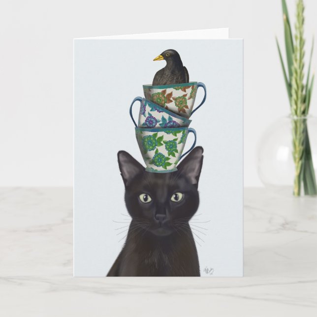 Carte Chat noir avec Teups et Blackbird (Devant)