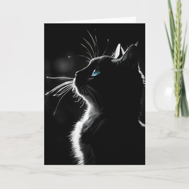 Carte Chat noir brillant d'anniversaire (Devant)