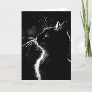 Carte Chat noir brillant d'anniversaire