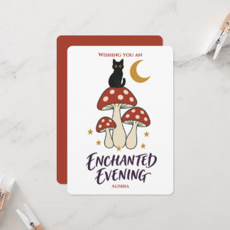 Carte Chat noir céleste Champignon Enchanté Soirée