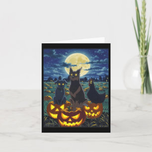 Carte Chat noir Chien Poulet Halloween Citrouille Épouva