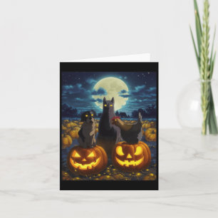 Carte Chat noir Chien Poulet Halloween Citrouille Squele