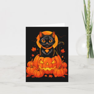 Carte Chat Noir Citrouille Lune Halloween Automne