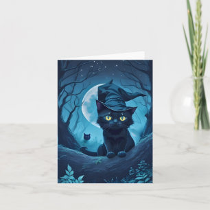 Carte Chat noir dans un chapeau effrayant intérieur vide