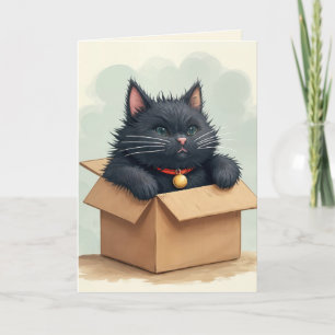 Carte Chat noir dans une boîte