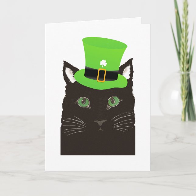Carte Chat noir du jour de St Patrick utilisant le (Devant)