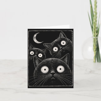 Carte Chat noir effrayant lune gothique mignon Halloween