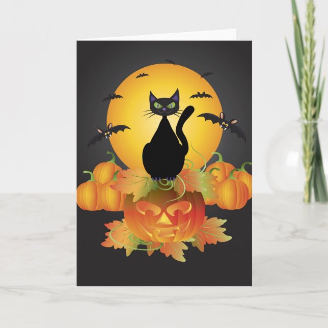 Carte Chat Noir Halloween (Devant)