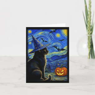 Carte Chat noir Halloween amateurs de chats drôles pour
