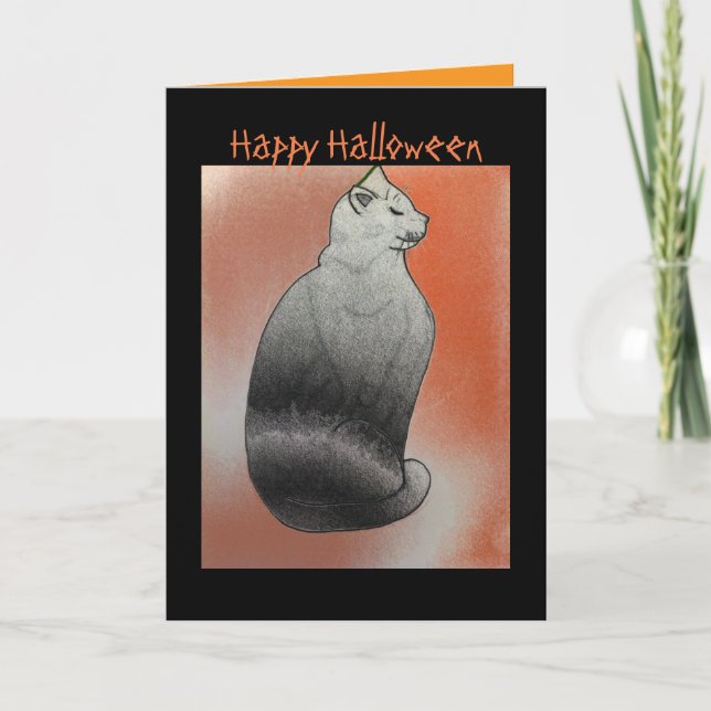 Carte Chat Noir Halloween Modifiable (Devant)