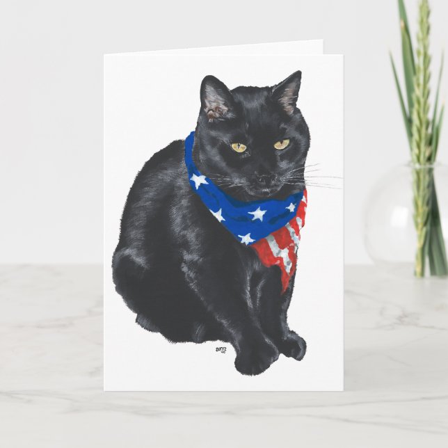 Carte Chat noir patriotique (Devant)
