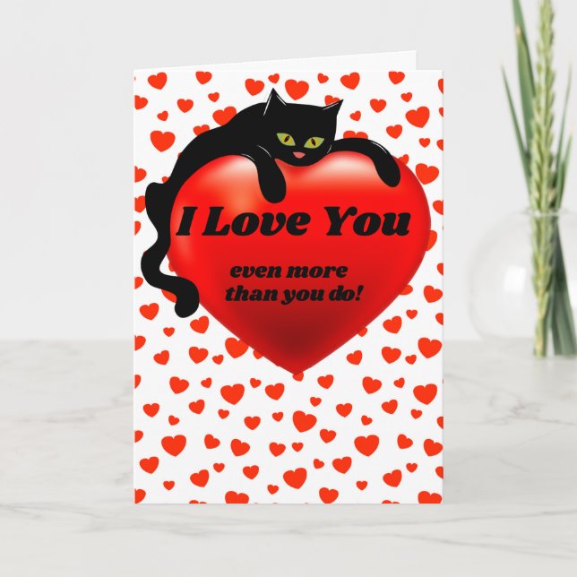 Carte Chat noir sarcastique à la Saint-Valentin Cœur Per (Devant)