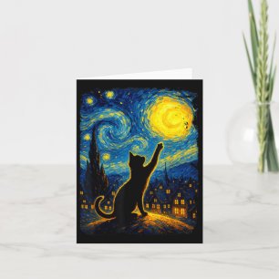 Carte Chat noir Starry Nuit Van Gogh Chat, Maman de chat