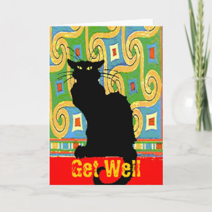 Carte Chat noir sur papier peint Abstrait, bien se tirer