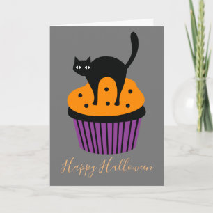 Carte Chat noir thème orange Halloween