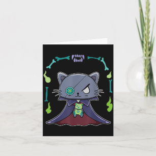 Carte Chat noir vampire Dracula et ours en peluche pour