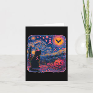 Carte Chat noir Van Gogh Halloween Cancer du sein Décern