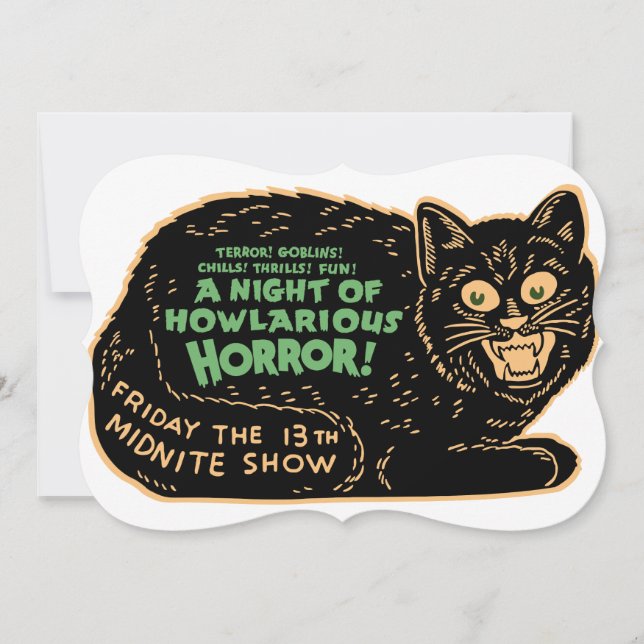 Carte Chat noir vintage Halloween (Devant)