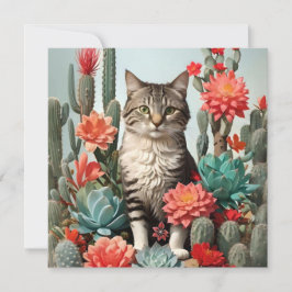 Carte Chat parmi les cactus | AMOUREUX DE LES CHATS
