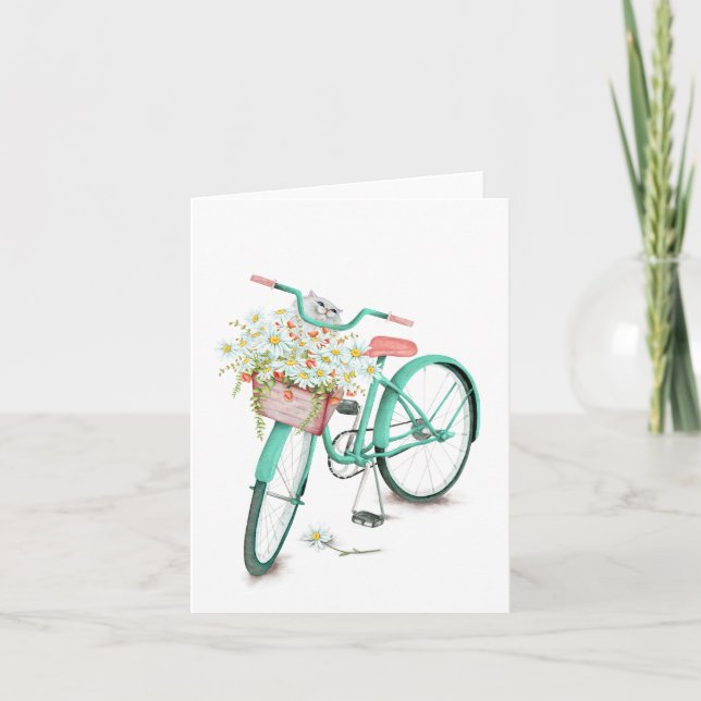 Carte Chat perse dans le panier de marguerite (Devant)