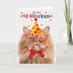 Carte Chat Perse orange MEOWvelous Anniversaire