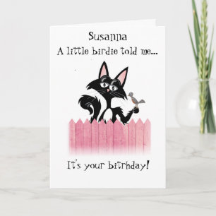 Carte chat personnalisé petite birdie m'a dit...