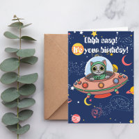 Chat pilote drôle UFO espace de naissance mignon