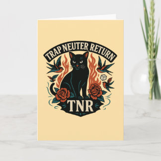 Carte Chat Rockabilly TNR Tatouage Vintage Chat Noir