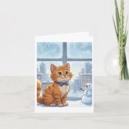 Carte Chat roux à Noël