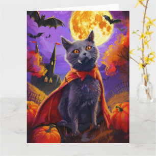 Carte Chat Russe Bleu Vampire Citrouilles Halloween Épou