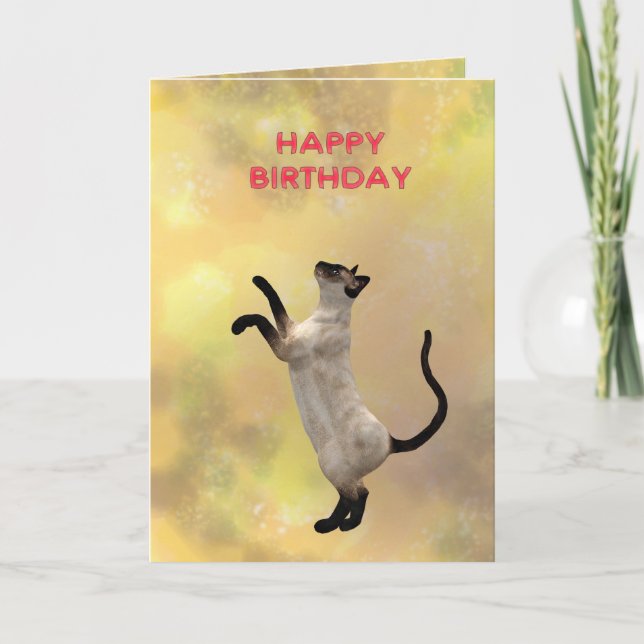 Carte Chat siamois et Joyeux anniversaire (Devant)