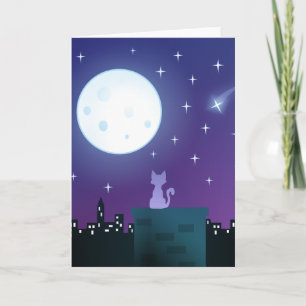 Carte Chat sous le clair de lune