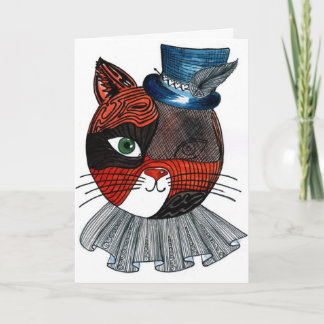 Carte Chat Steampunk Fantaisiste en Chapeau Haut de Form