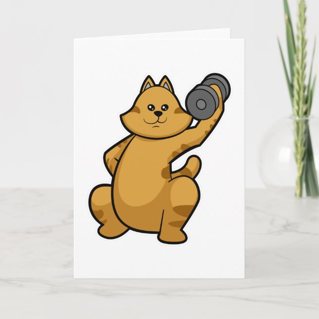 Carte Chat sur l'épaule avec haltère (Devant)