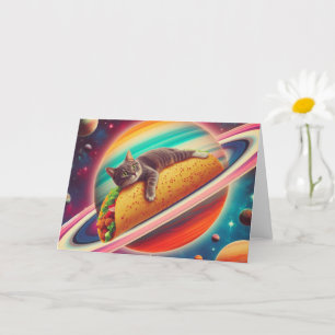 Carte Chat sur une planète Taco, toute occasion