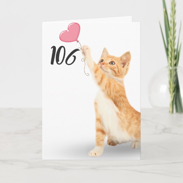 Carte chat tabby 106e anniversaire (Devant)