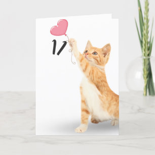 Carte chat tabby 11e anniversaire