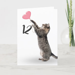 Carte chat tabby 12e anniversaire