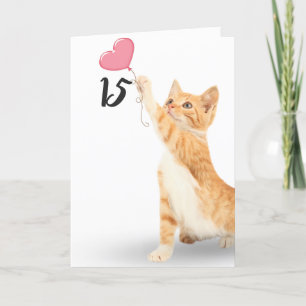 Carte chat tabby 15e anniversaire