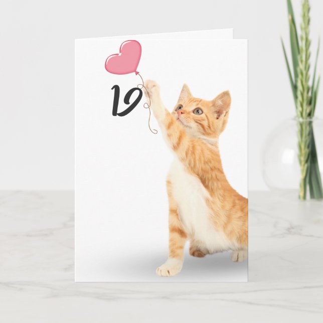 Carte chat tabby 19e anniversaire (Devant)