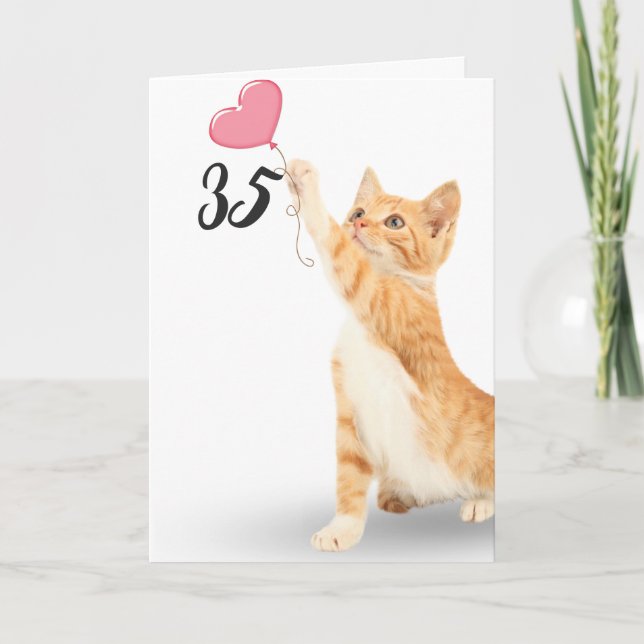 Carte chat tabby à 35e anniversaire (Devant)