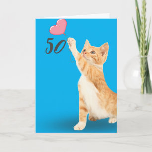 Carte chat tabby à 50e anniversaire