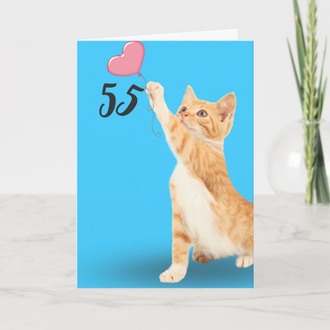 Carte chat tabby à 55e anniversaire (Devant)
