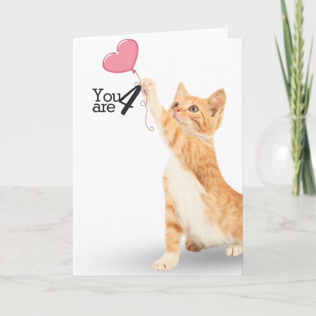Carte chat tabby de 4ème anniversaire (Devant)