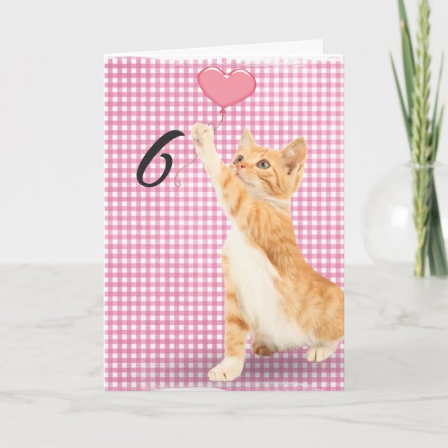 Carte chat tabby de 6e anniversaire (Devant)