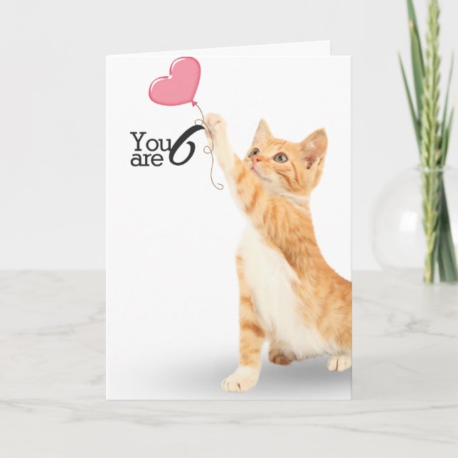 Carte chat tabby de 6e anniversaire (Devant)