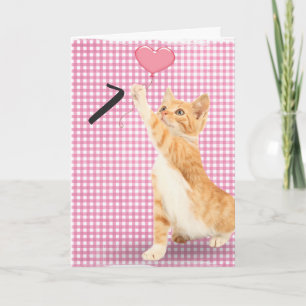 Carte chat tabby de 7ème anniversaire