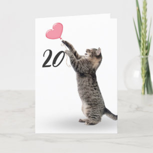 Carte chat tabby ludique pour 20e anniversaire
